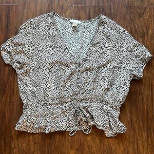 Black and White Print Cropped Top